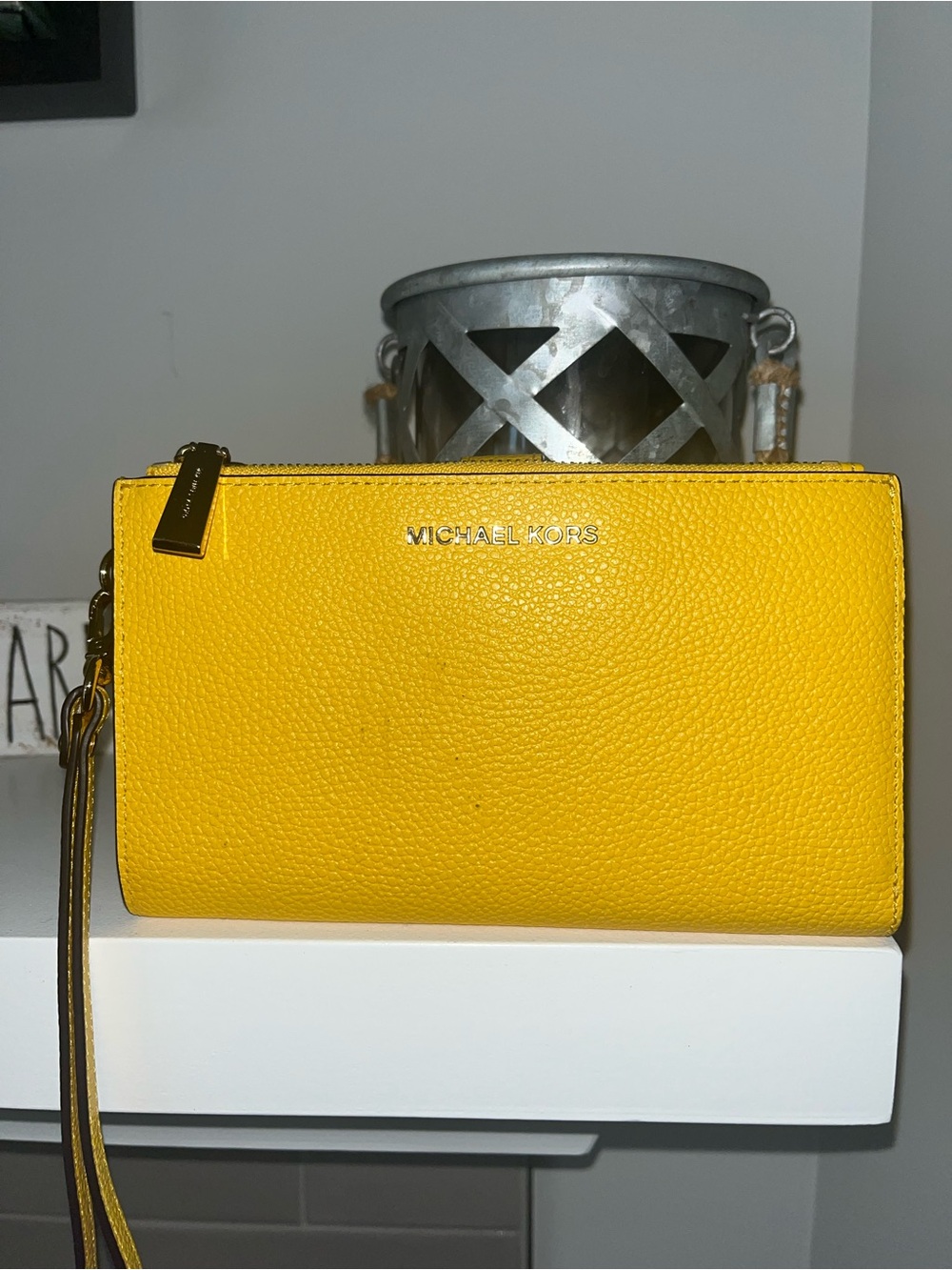 Michael Kors Double Zip Phone Wallet Wristlet -Marigold